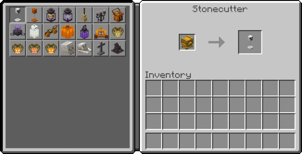 Blocks obtainable from the Pumpkin Chest using the stonecutter